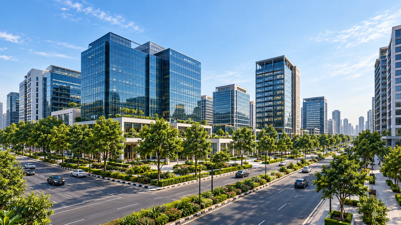 Modern Delhi business and residential district